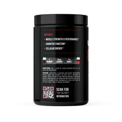 Back view showing supplement facts label on the 16 oz jar