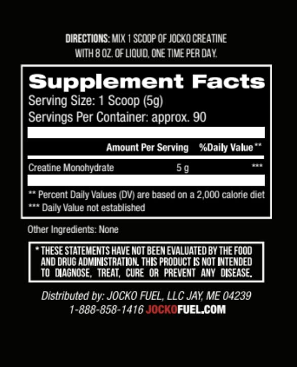 Close-up of the unflavored creatine label