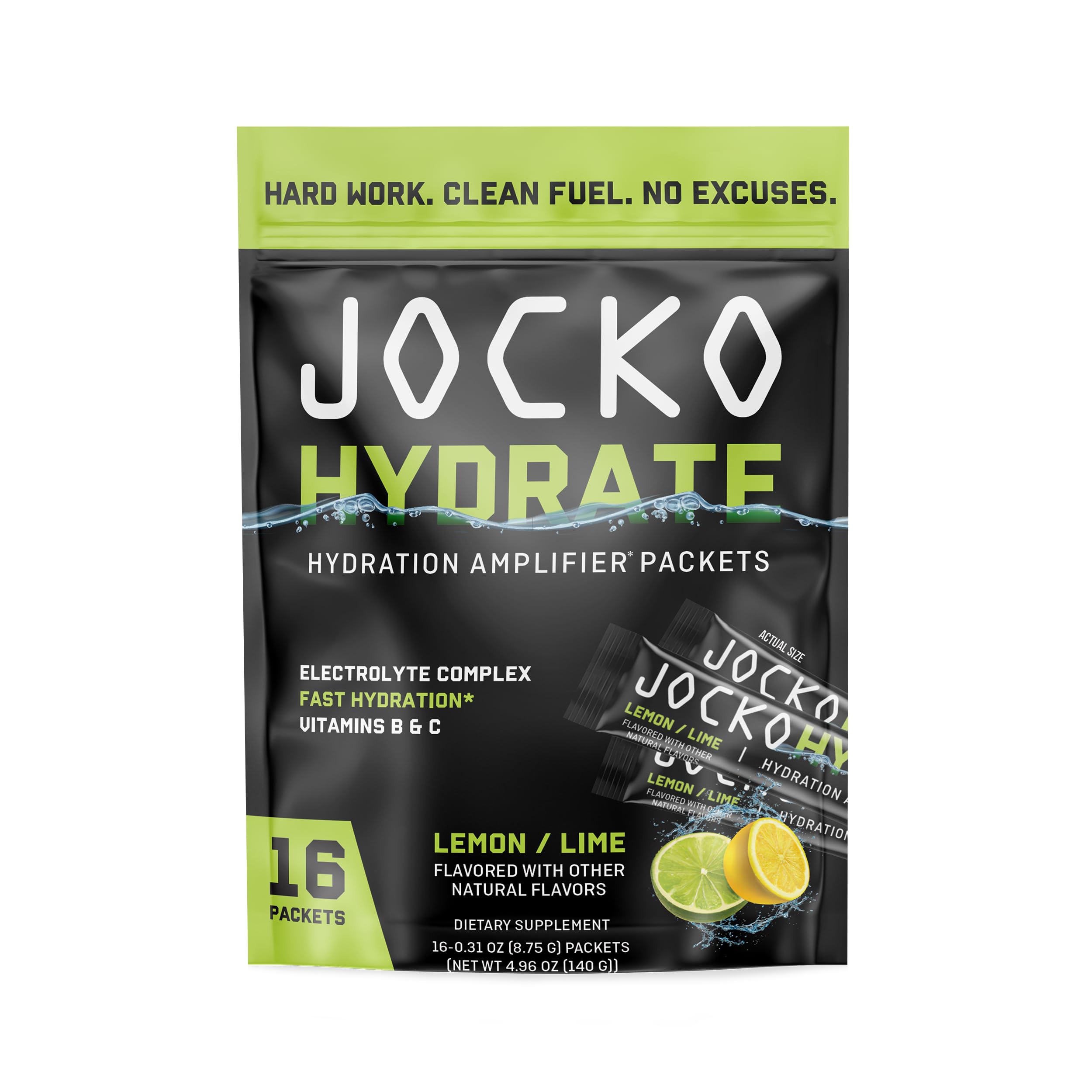 Jocko Fuel Packets Lemon Lime front view 16-pack