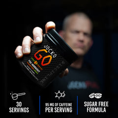 Jocko Fuel pre workout glass mix ready to drink during training.