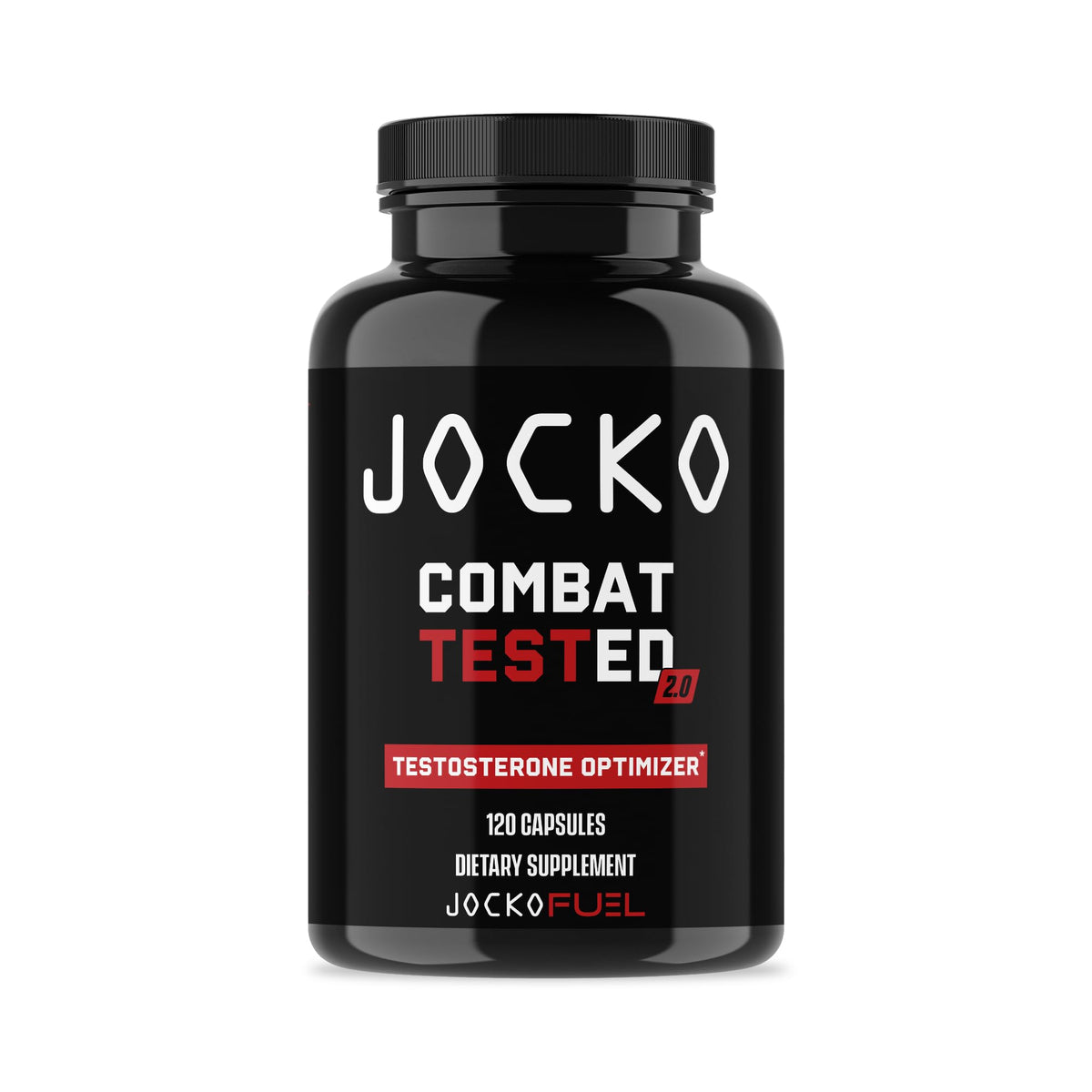 Jocko Fuel Test Booster for Men bottle with 120 capsules on white background