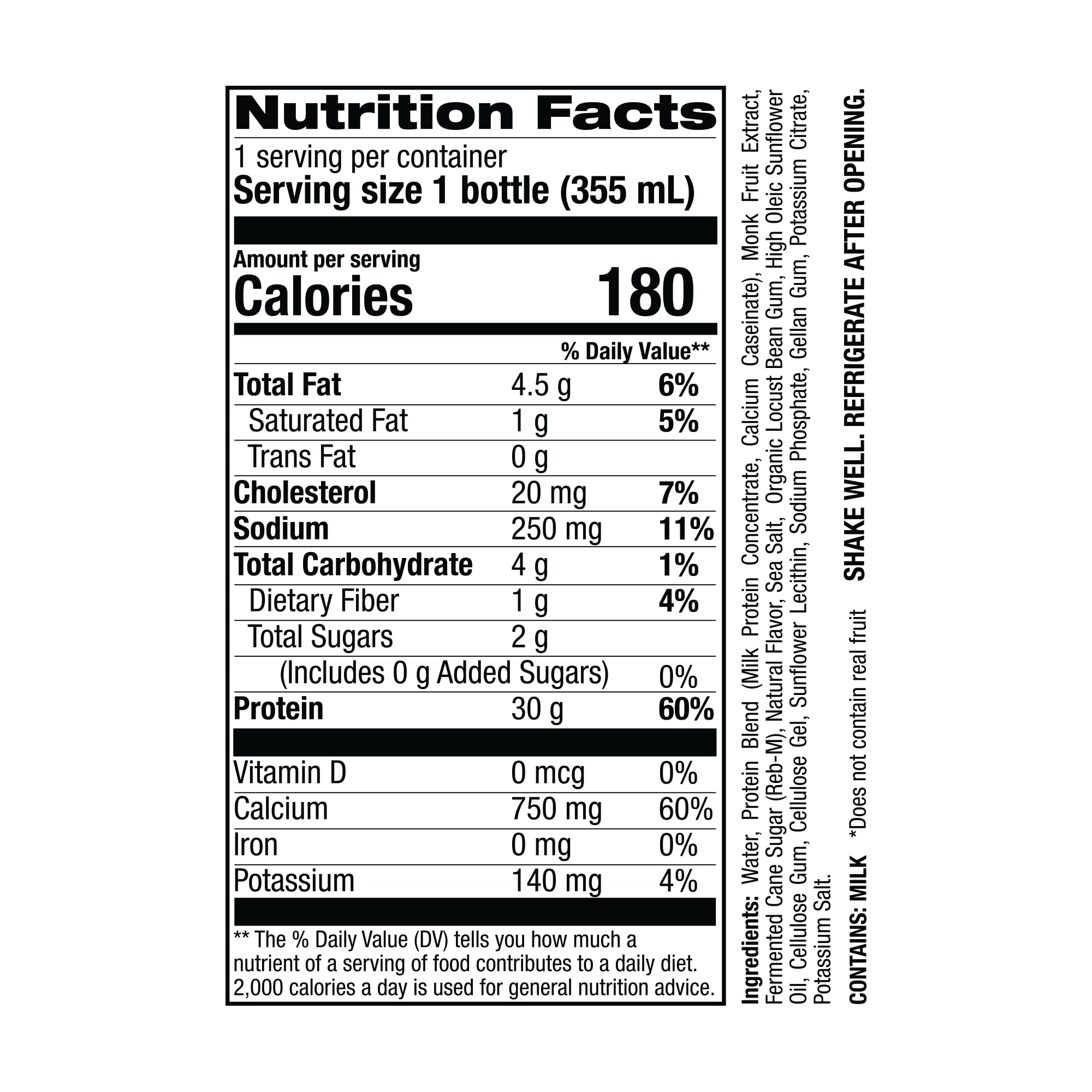 Close-up of Jocko Mölk grass-fed protein shake label