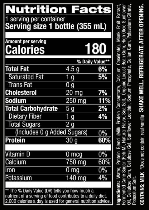 Pack of 12 Jocko Mölk Vanilla protein shakes, 12 fl oz each