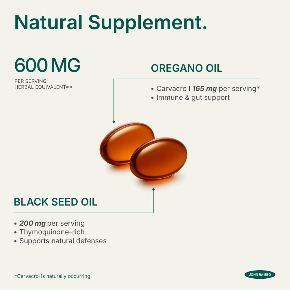 Black seed oil bottle highlighting thymoquinone content
