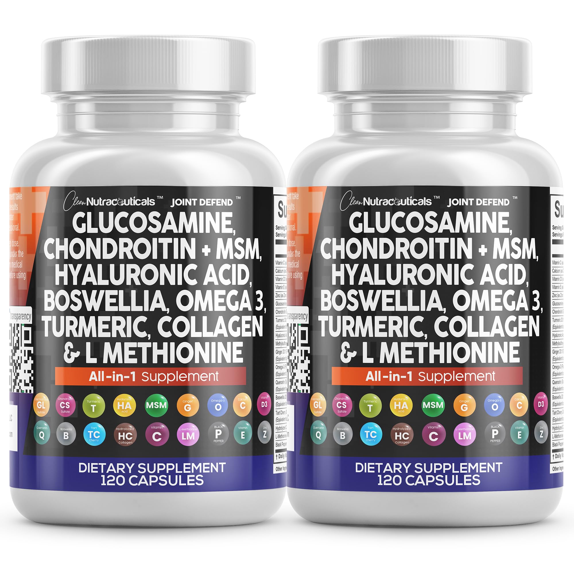 Joint Defend bottle showing glucosamine, chondroitin, and MSM label
