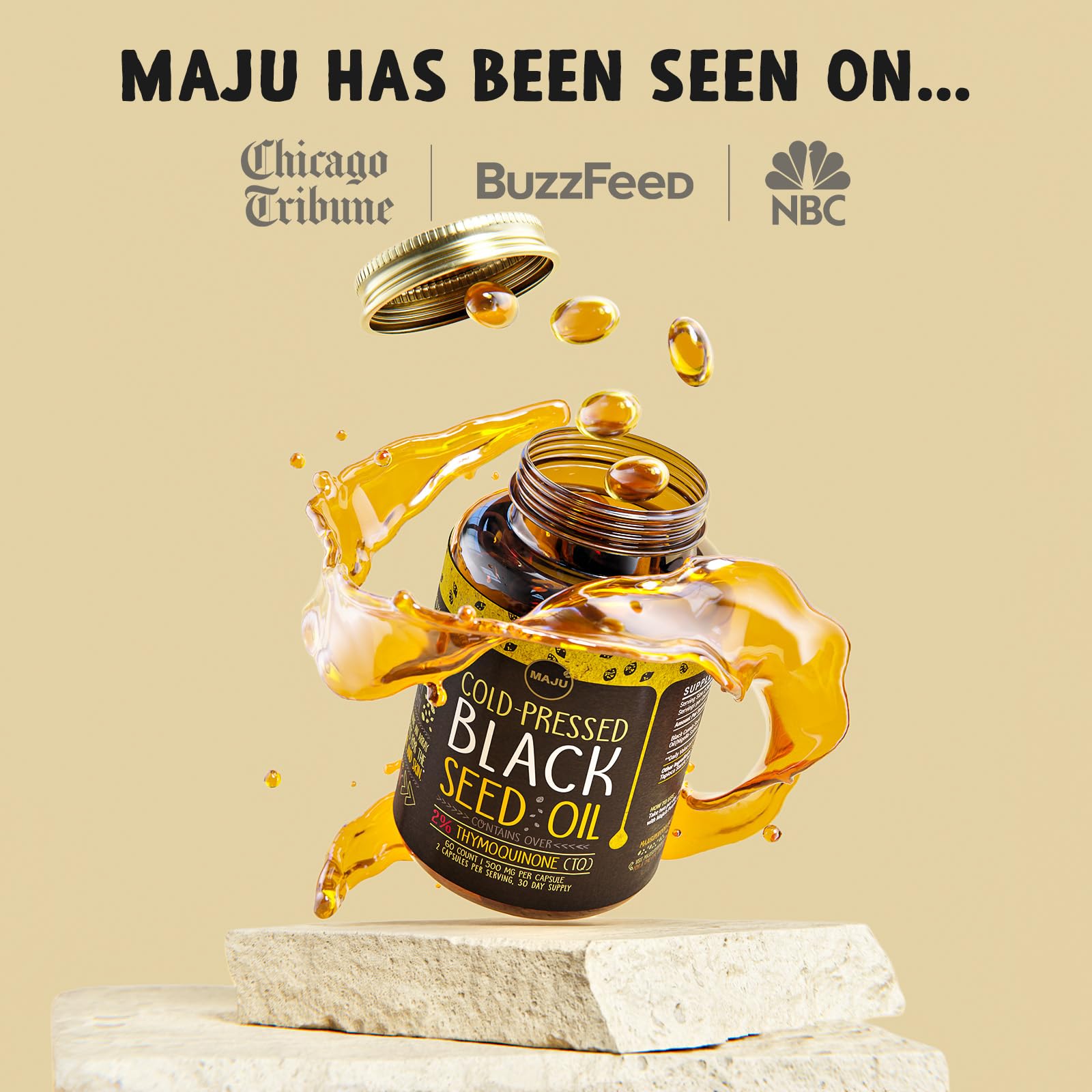 Illustration of joints, skin, and hair benefits from black seed oil