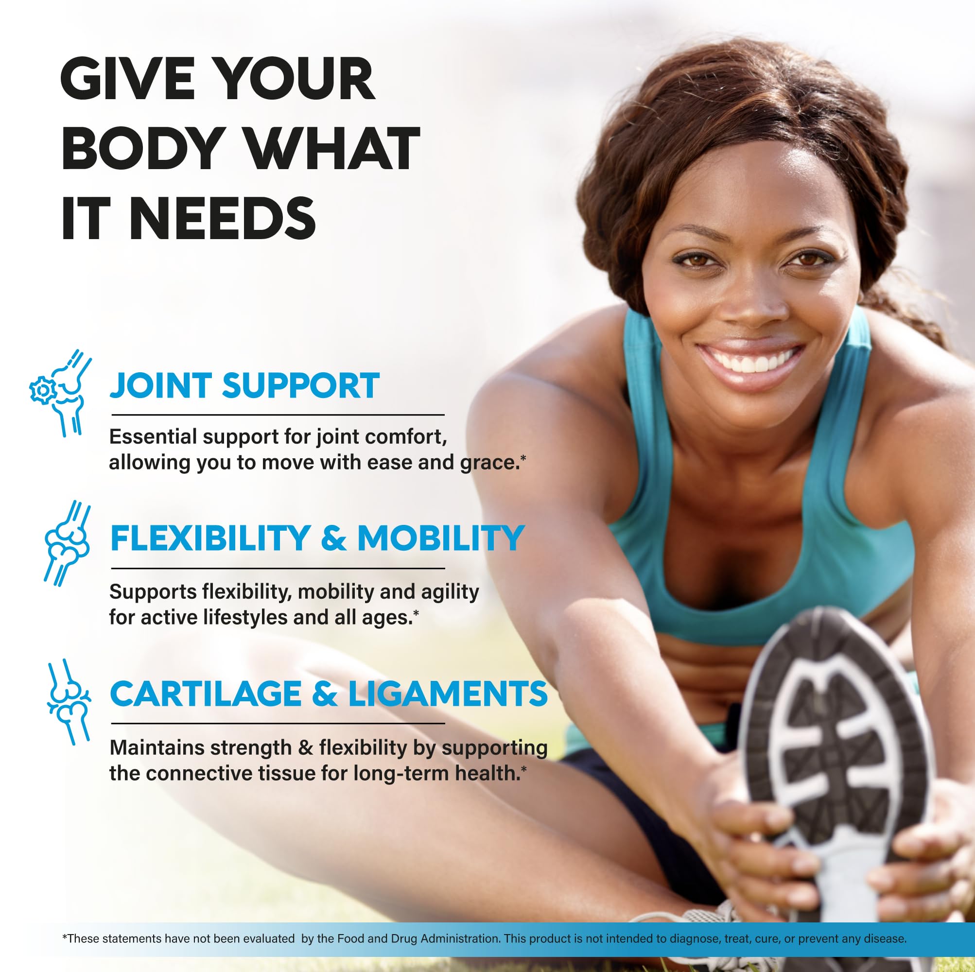 Joint support supplement bottle with 2800 mg formula for active adults