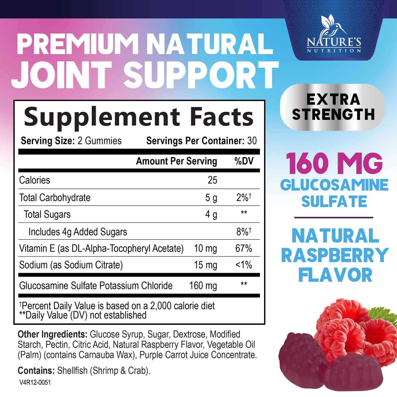 Close-up of glucosamine and vitamin E gummies