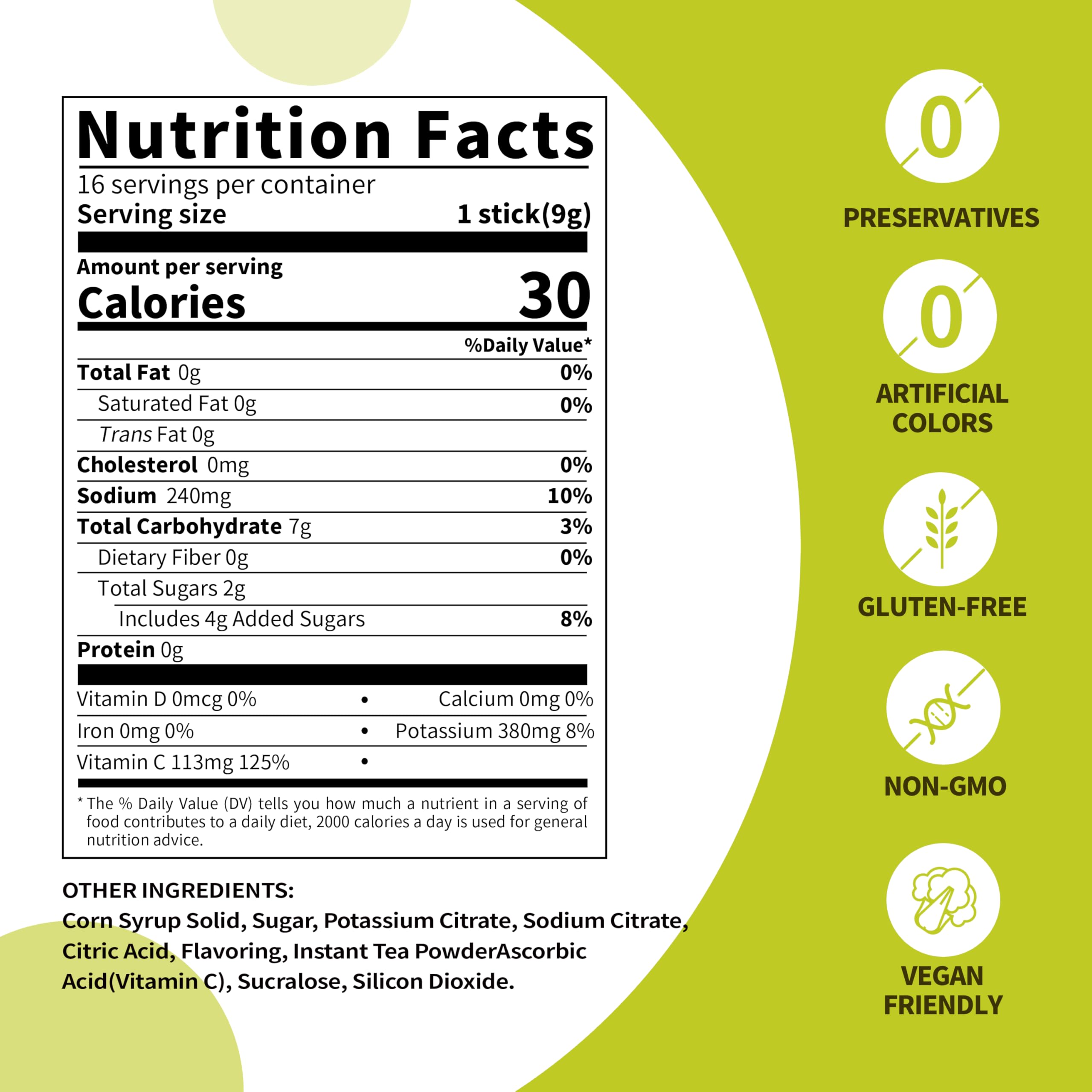 Ingredients and nutritional information of JOISPACE Electrolyte Drink Mix