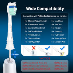 Compatible with Philips Sonicare models C2, C1, C3, A3, W3, G2, G3 and more