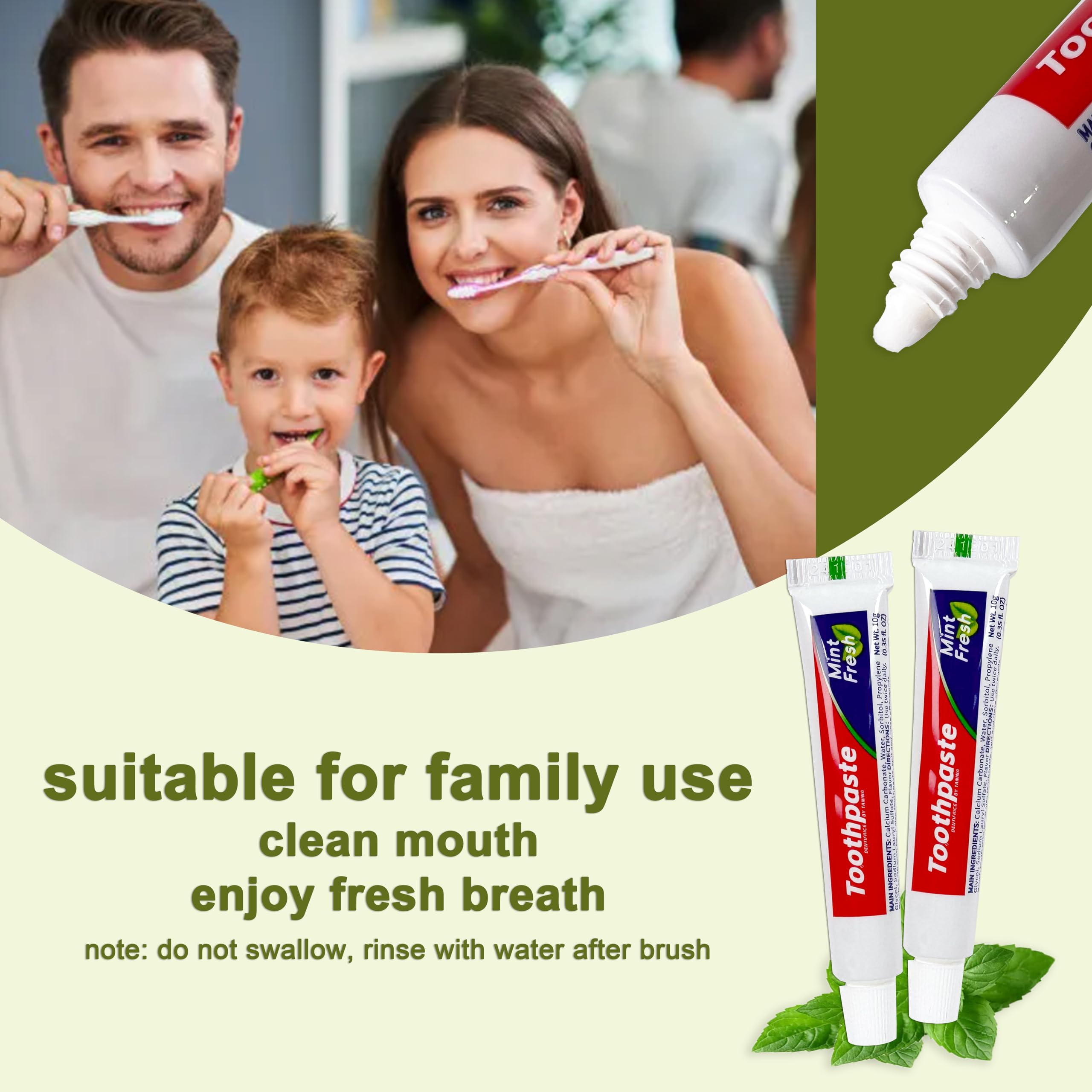 Travel-friendly mint toothpaste bulk pack, easy open seal