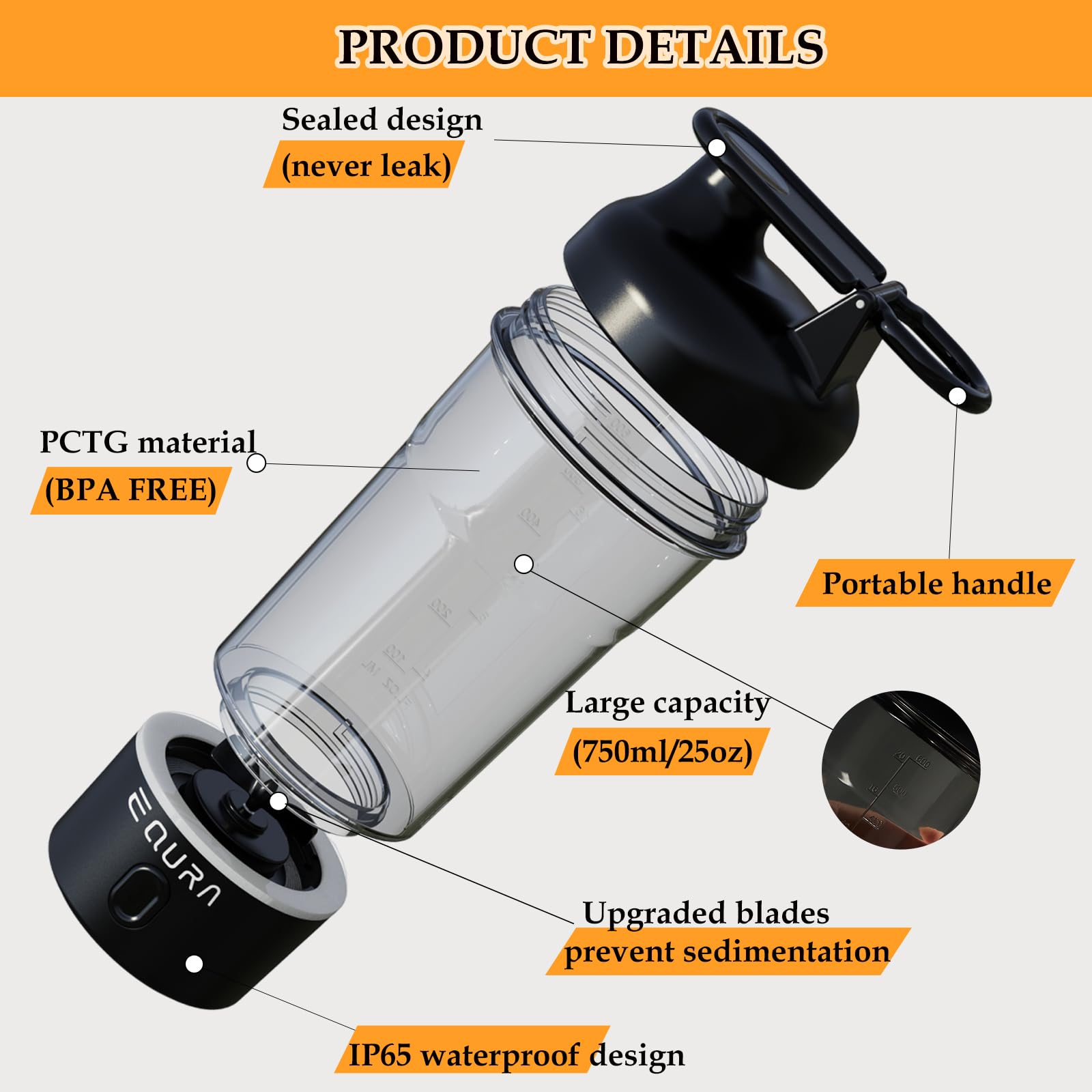 JOTER & LIBEAR electric shaker bottle dynamic-lights add a stylish cue during mixing.