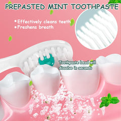 Soft pick at handle base for cleaning hard-to-reach areas