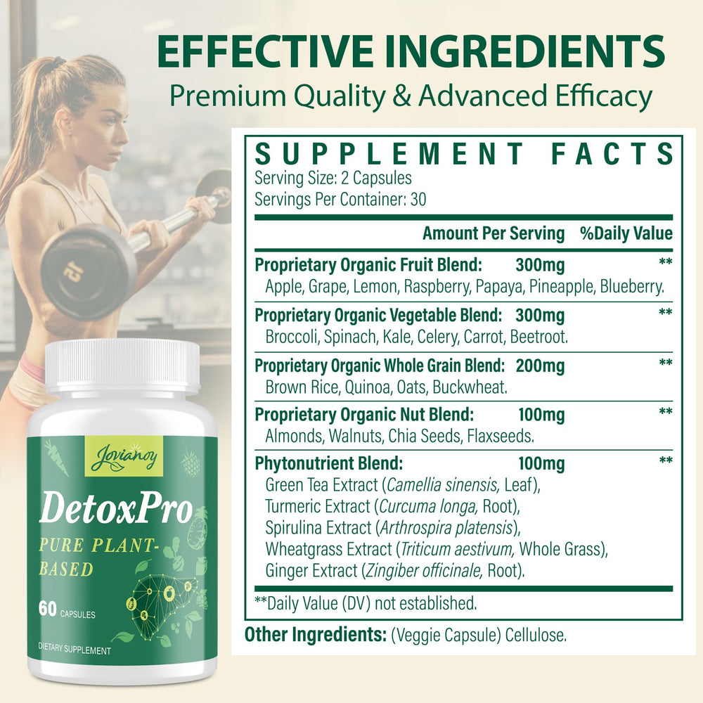 Jovianoy 26-in-1 ingredients tray highlights natural botanicals for antioxidant support and energy balance.