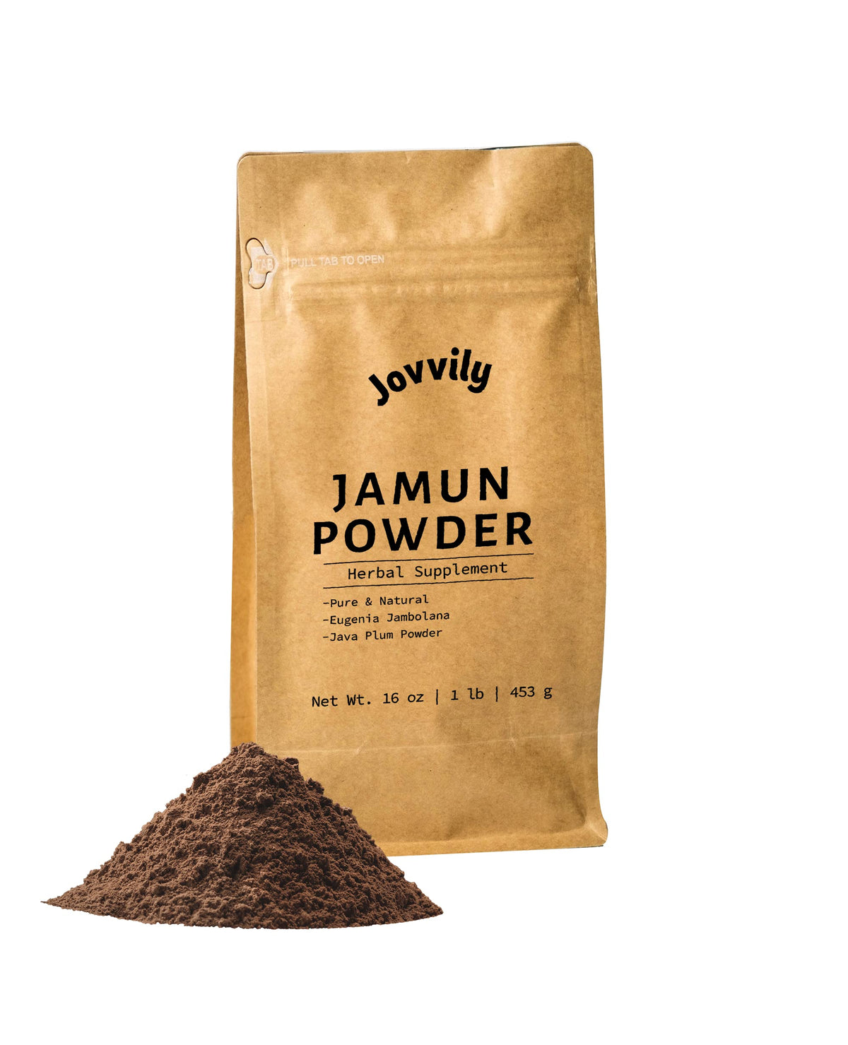 Jovvily Jamun Powder in a resealable Kraft bag (1lb)