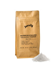 Jovvily Microcrystalline Cellulose powder in a resealable bag for clean binding in recipes