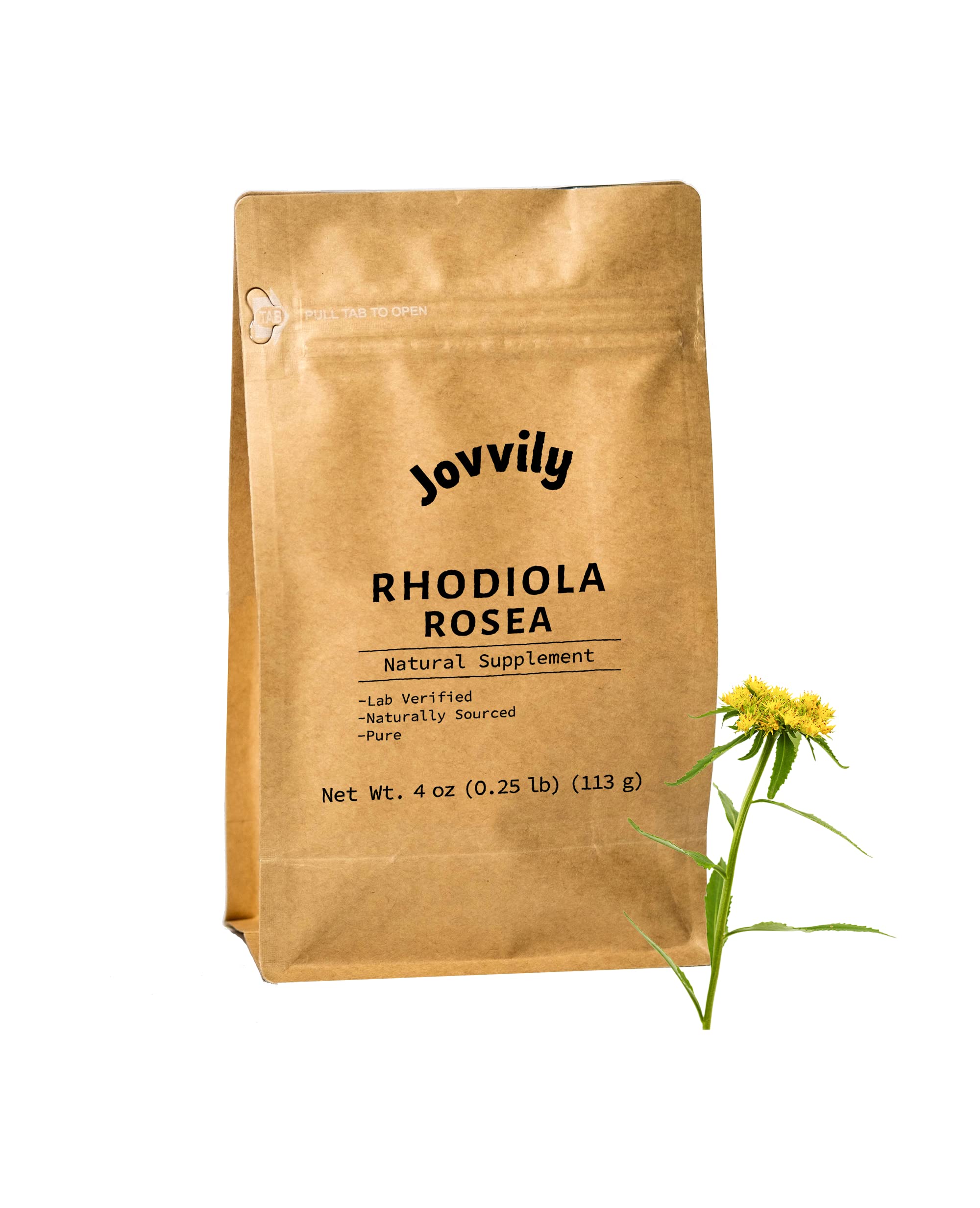 Front view of Jovvily Rhodiola Rosea Powder 4oz jar