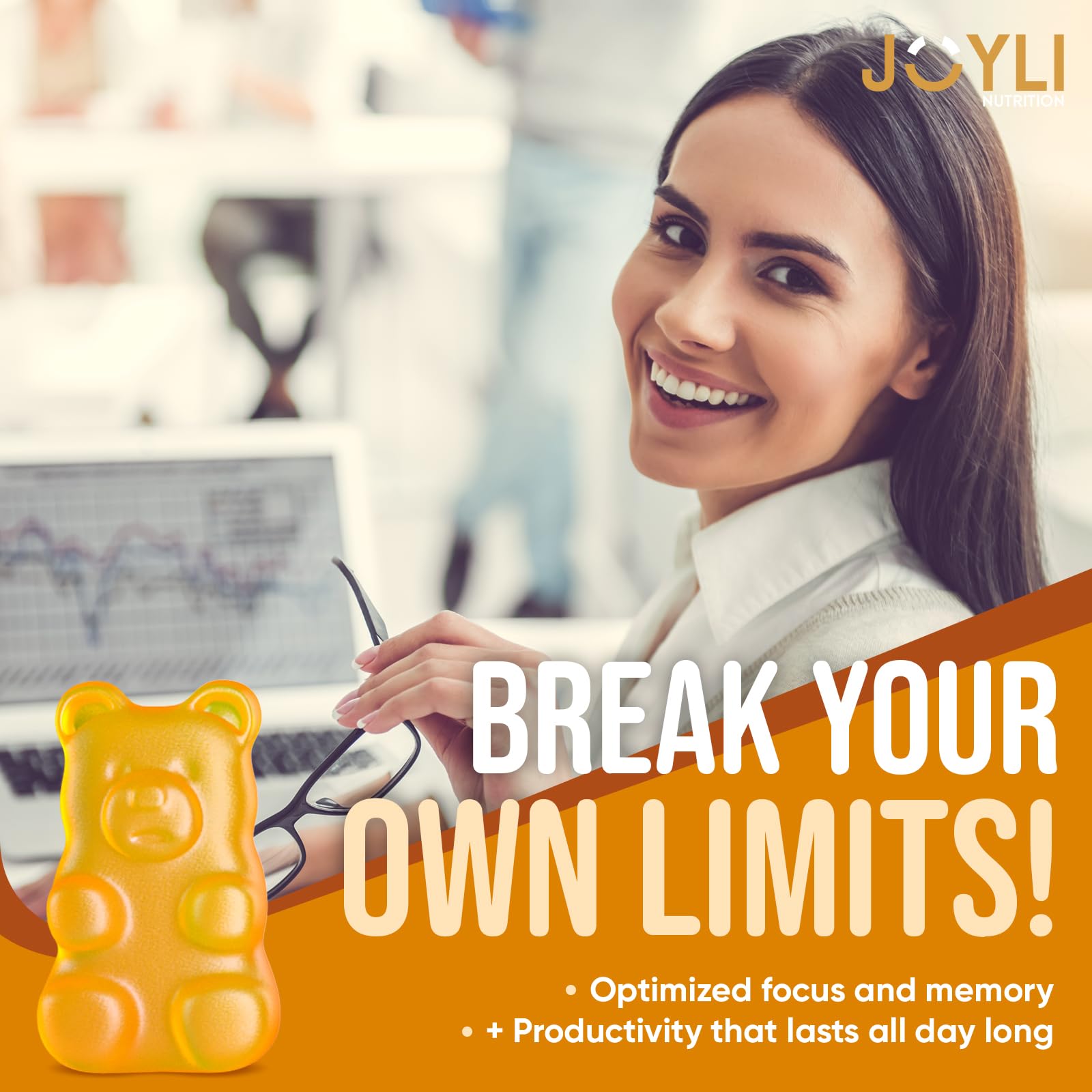 Calm and focused lifestyle concept with Joyli L Tyrosine Gummies