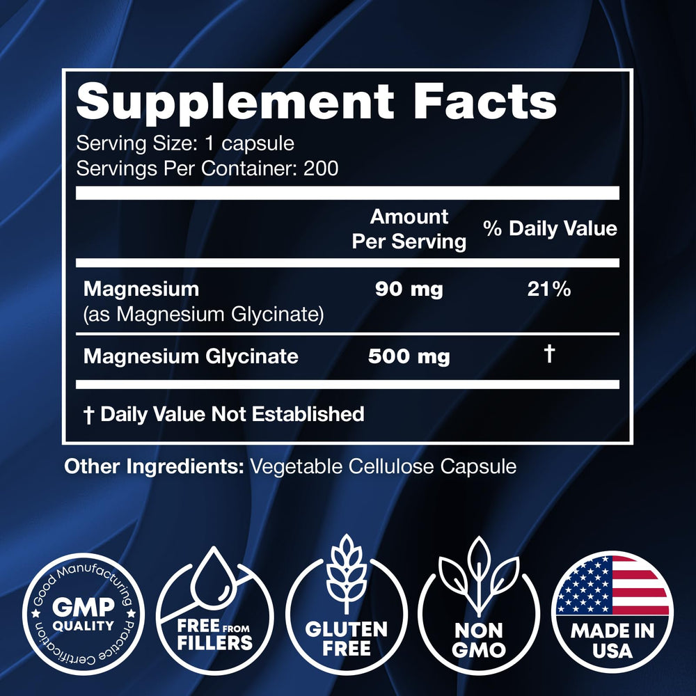 JOYLI Magnesium Glycinate 500MG bottle on white background