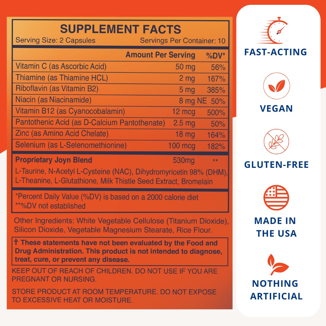 Person taking JOYN capsules before drinking to reduce redness