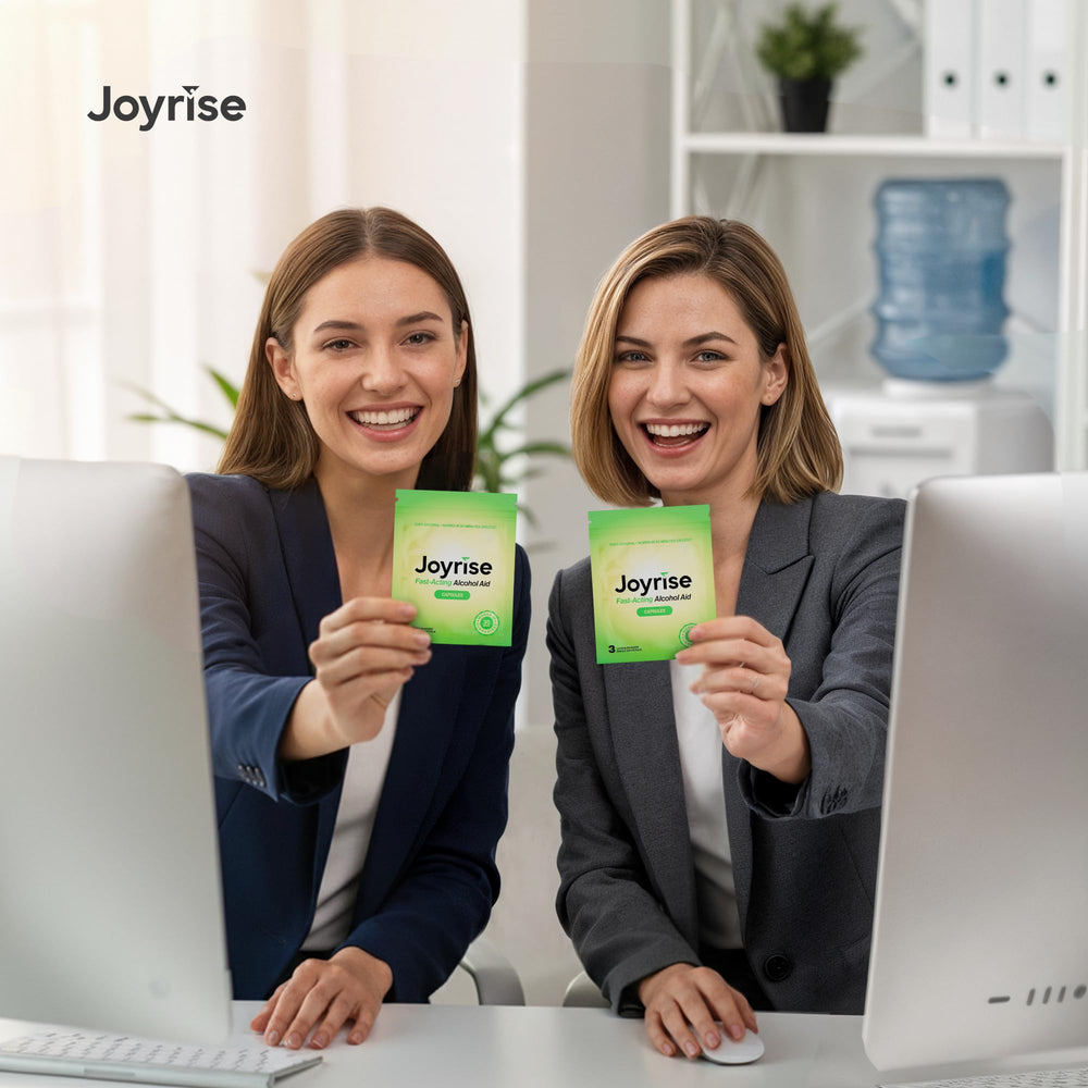 Person using Joyrise Post Drinking Aid 3-Pack during use