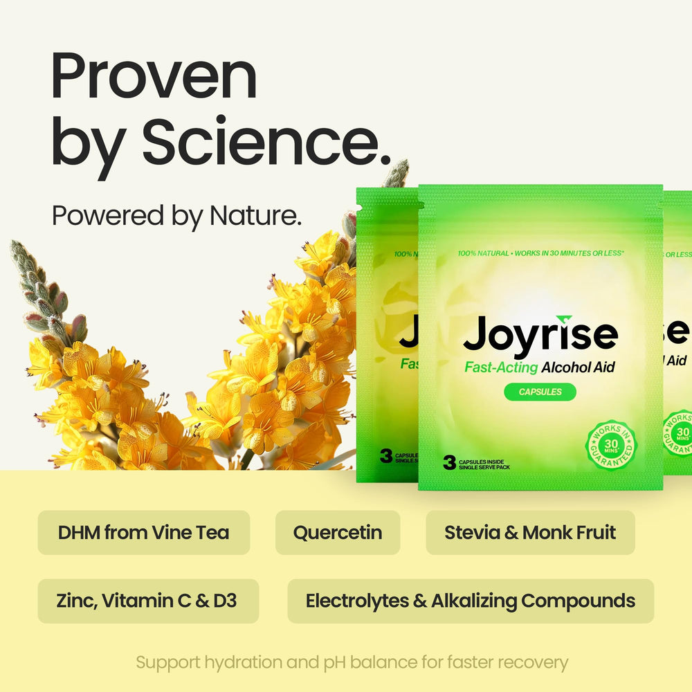 Three packets inside Joyrise Post Drinking Aid 3-Pack