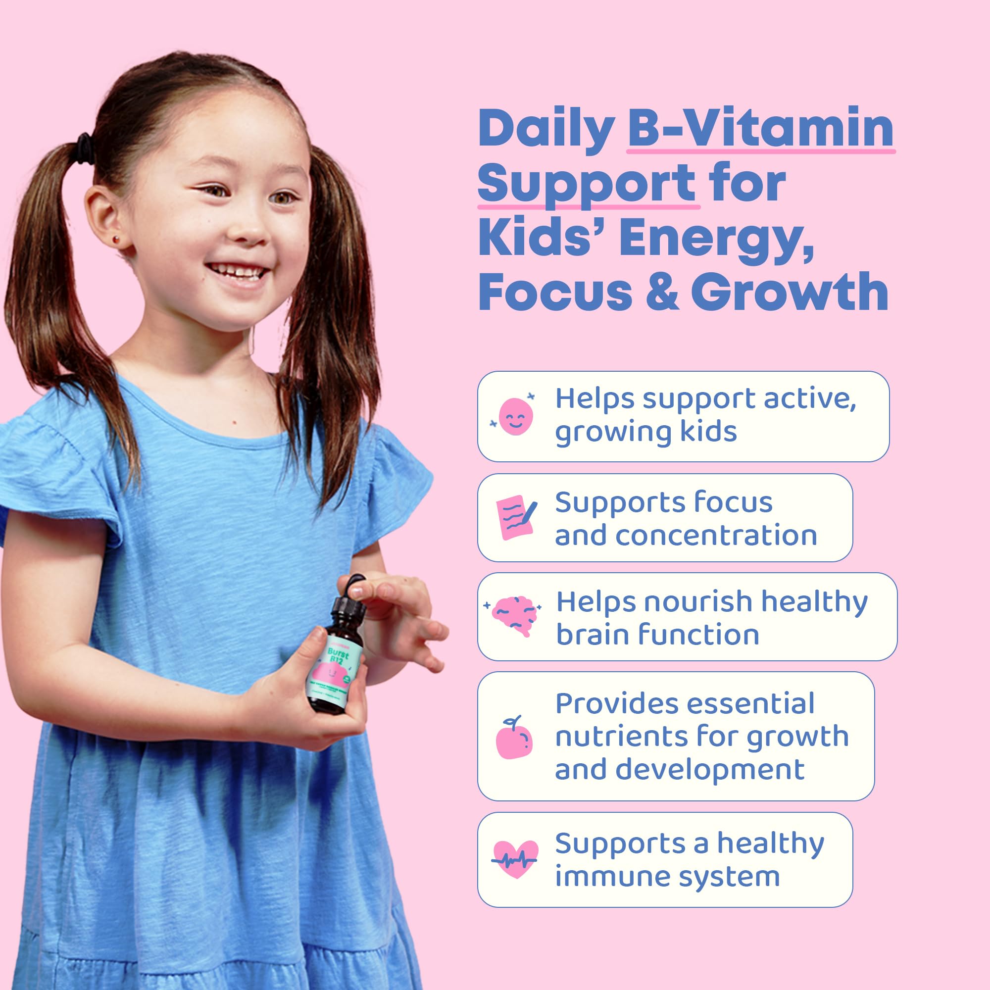 Front label of JoySpring Burst B12 Drops bottle