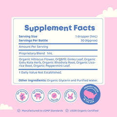 Close-up of JoySpring Genius Drops bottle with dropper