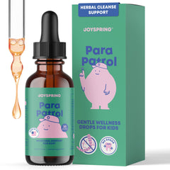JoySpring ParaPatrol kids' herbal blend bottle with raspberry flavor