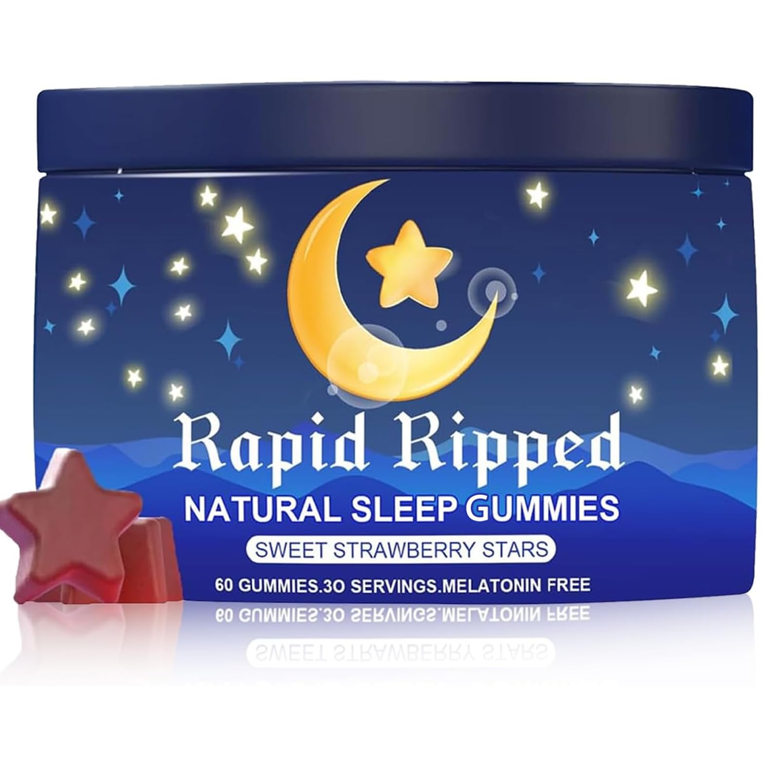 Front view of JRR Natural Sleep Aid Gummies bottle with 60-count packaging