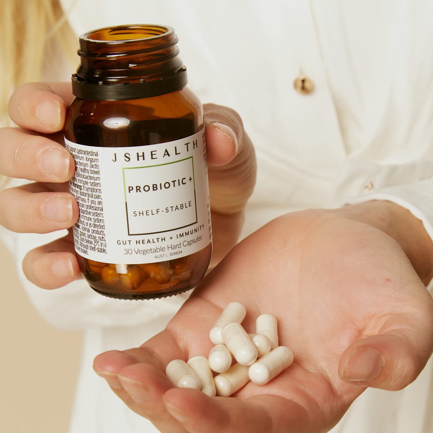 Illustration of probiotic strains Bifidobacterium longum, B. lactis, and Lactobacillus rhamnosus