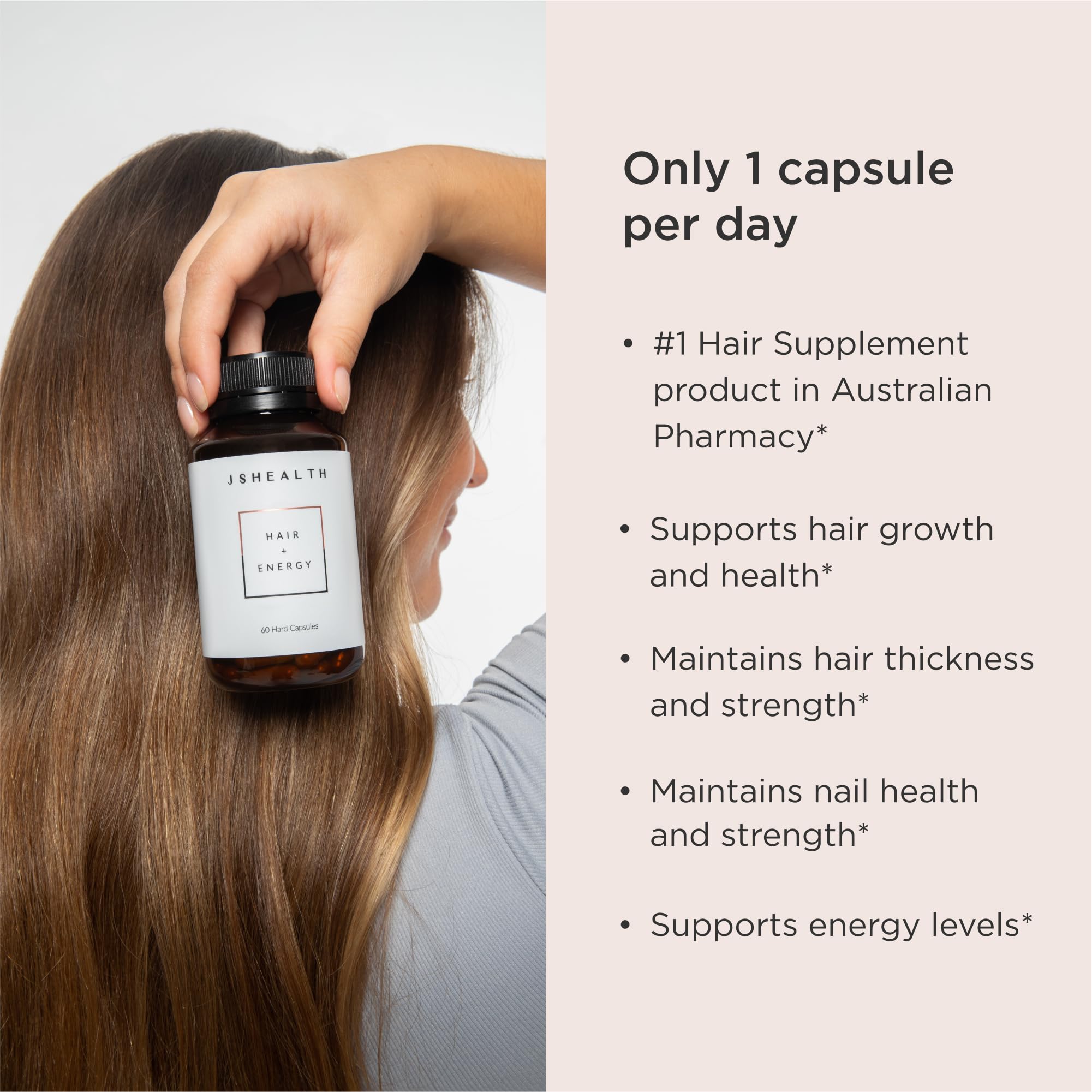 Close-up of JSHealth Hair Formula capsules