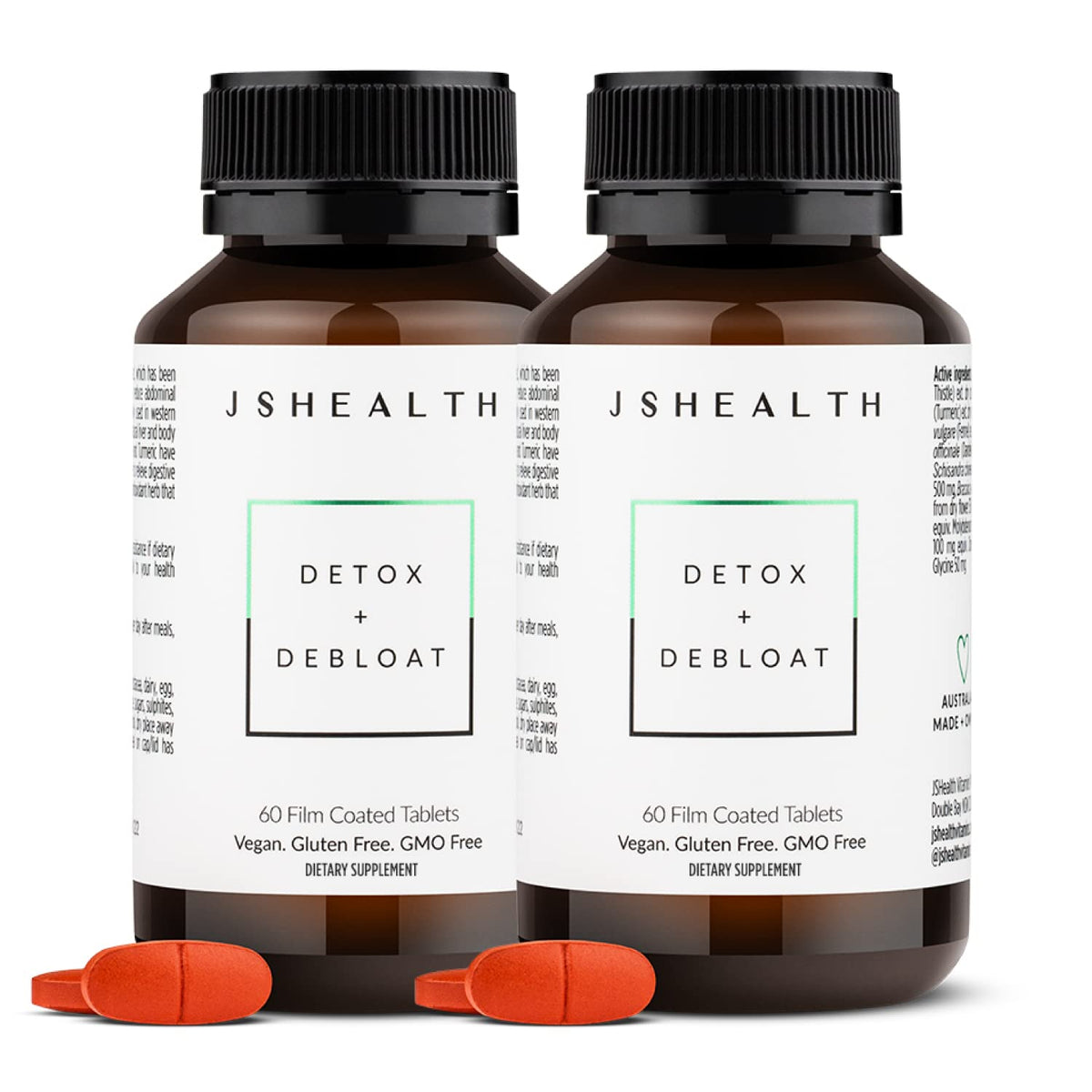 Bottle of JSHealth Detox & Debloat Liver Health Formula on a white background