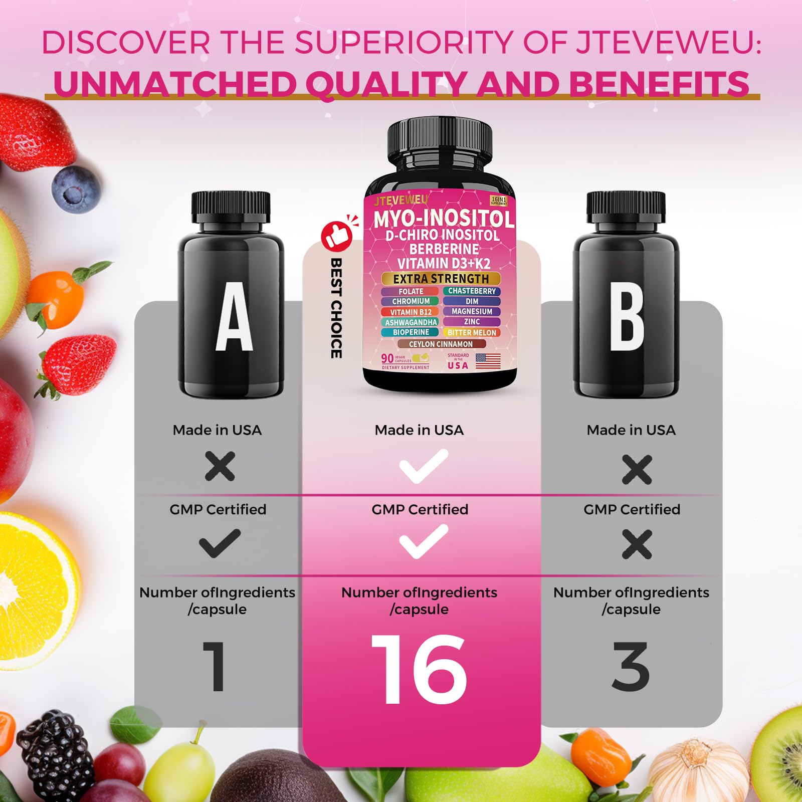 JTEVEweu supplement facts label emphasizing ingredient transparency and potency details