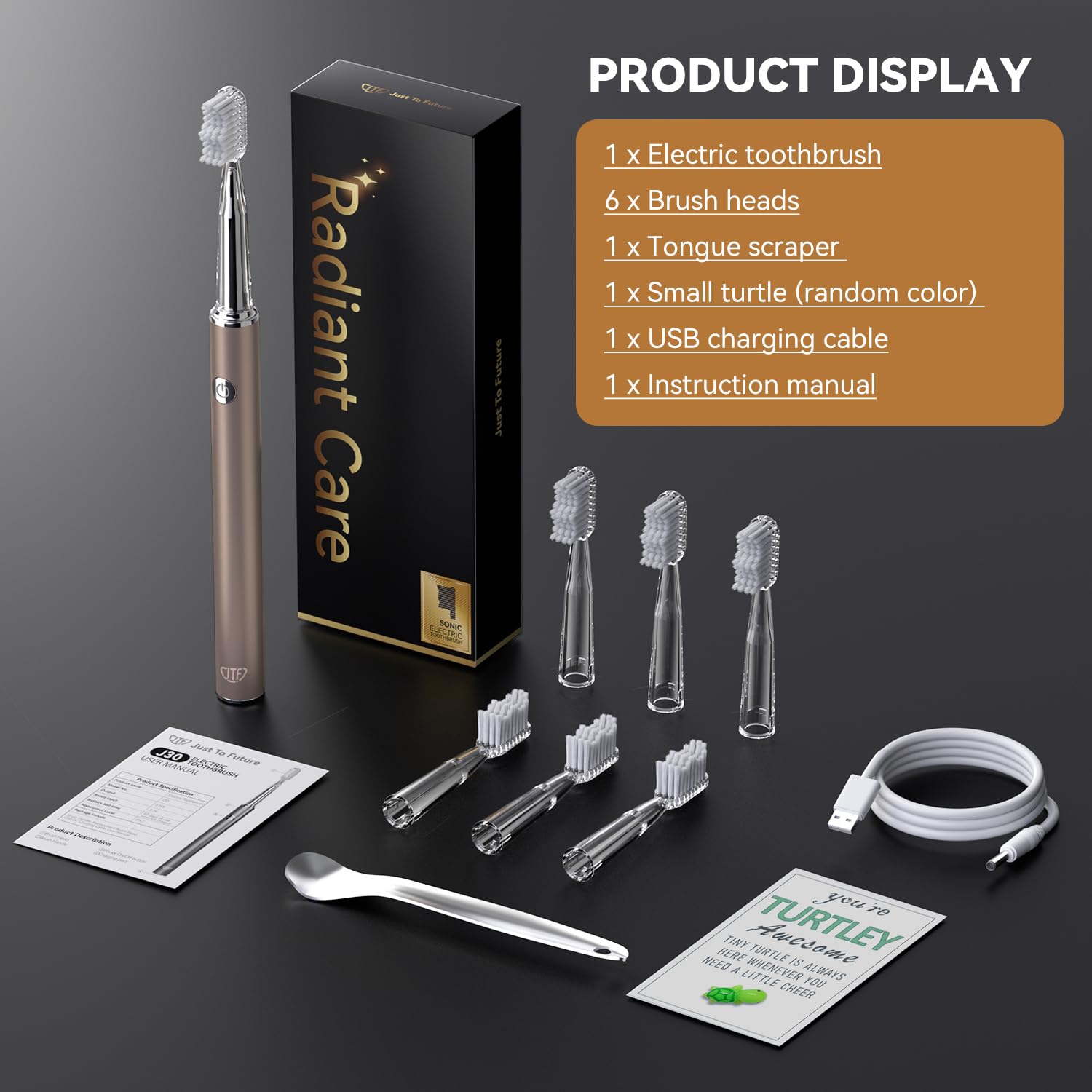 What’s in the box contents for JTF Sonic Electric Toothbrush