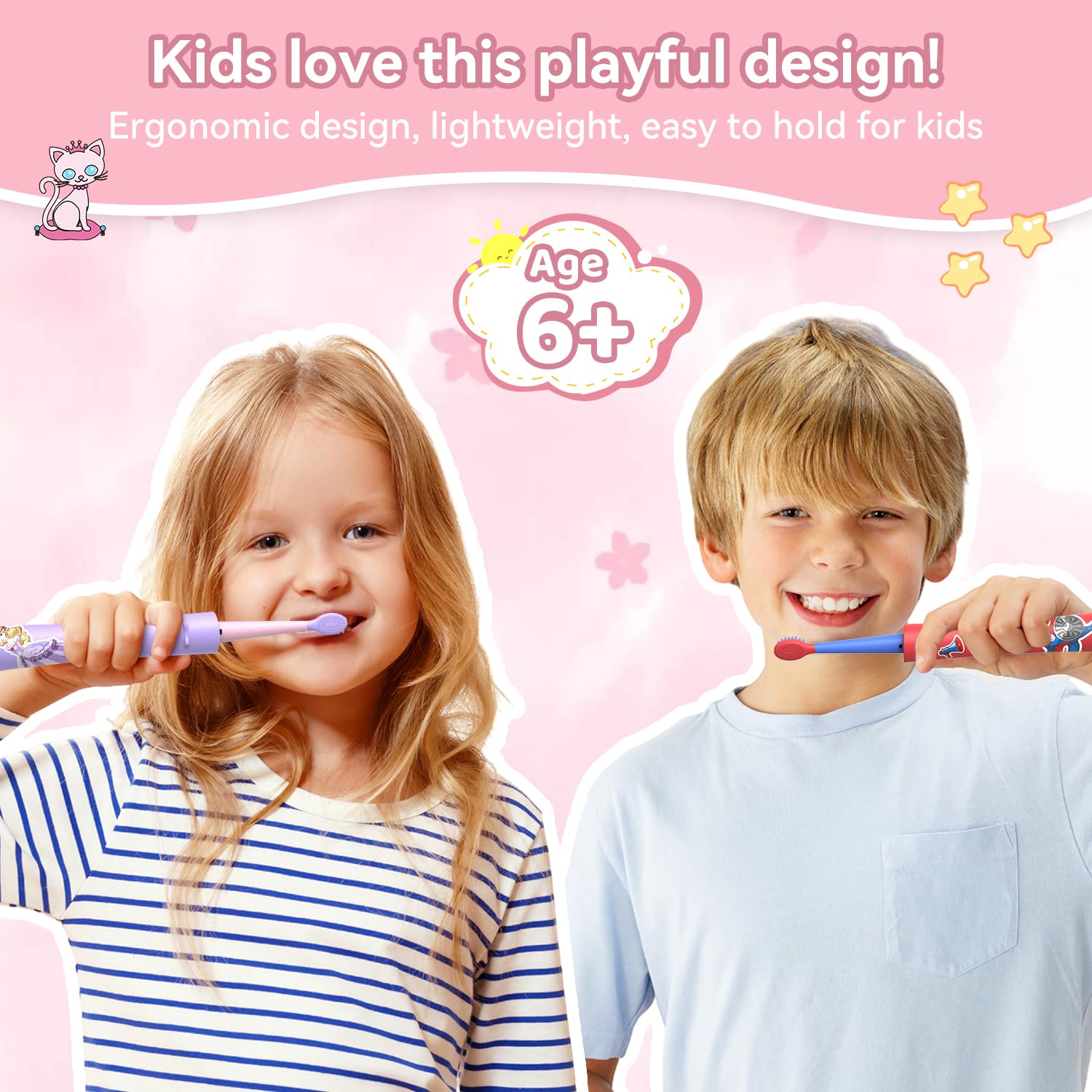 Pink JTF toothbrush with stickers for girls