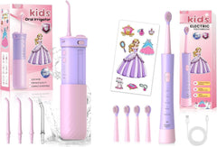 Front view of JTF Kids 2-in-1 toothbrush and water flosser combo