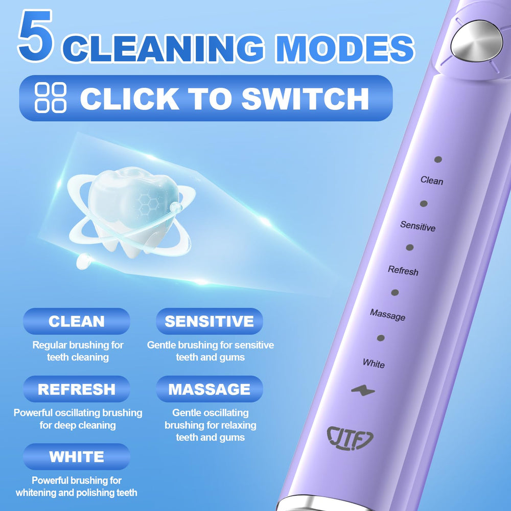 Six replacement brush heads for JTF toothbrush