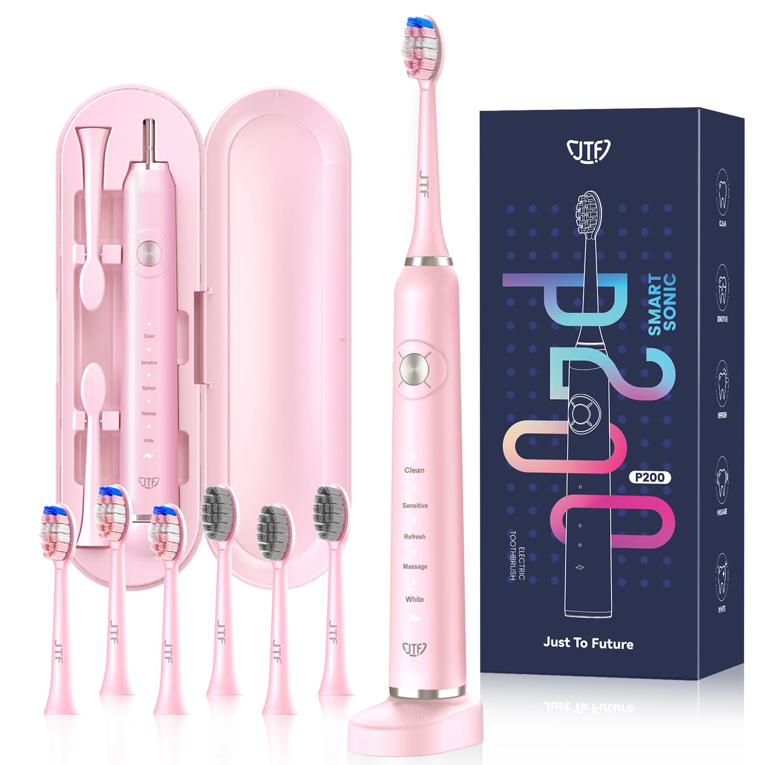 JTF Sonic Electric Toothbrush pink handle