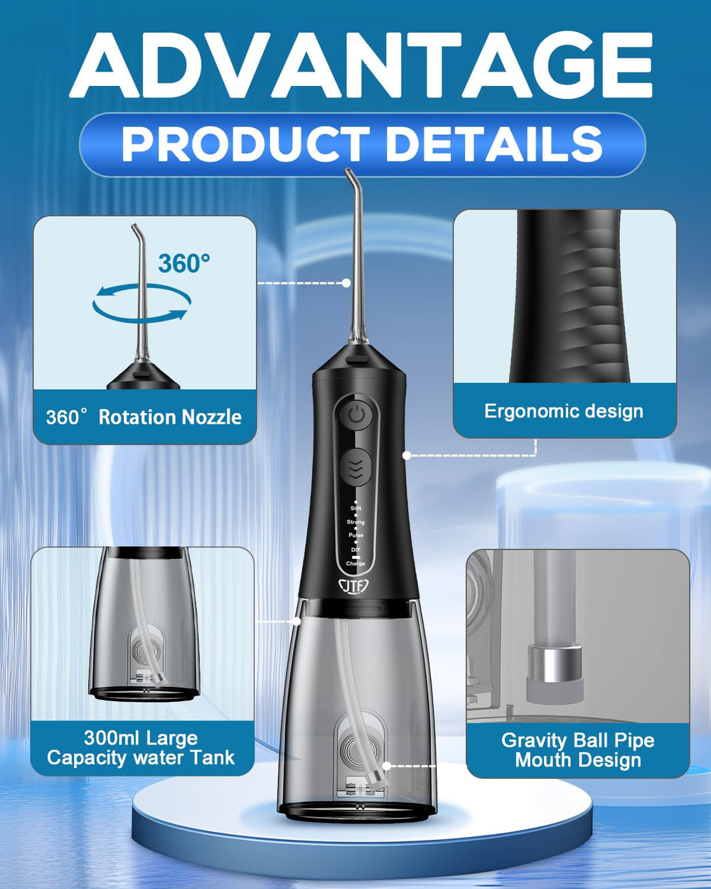 300ml detachable water tank for JTF Water Dental Flosser