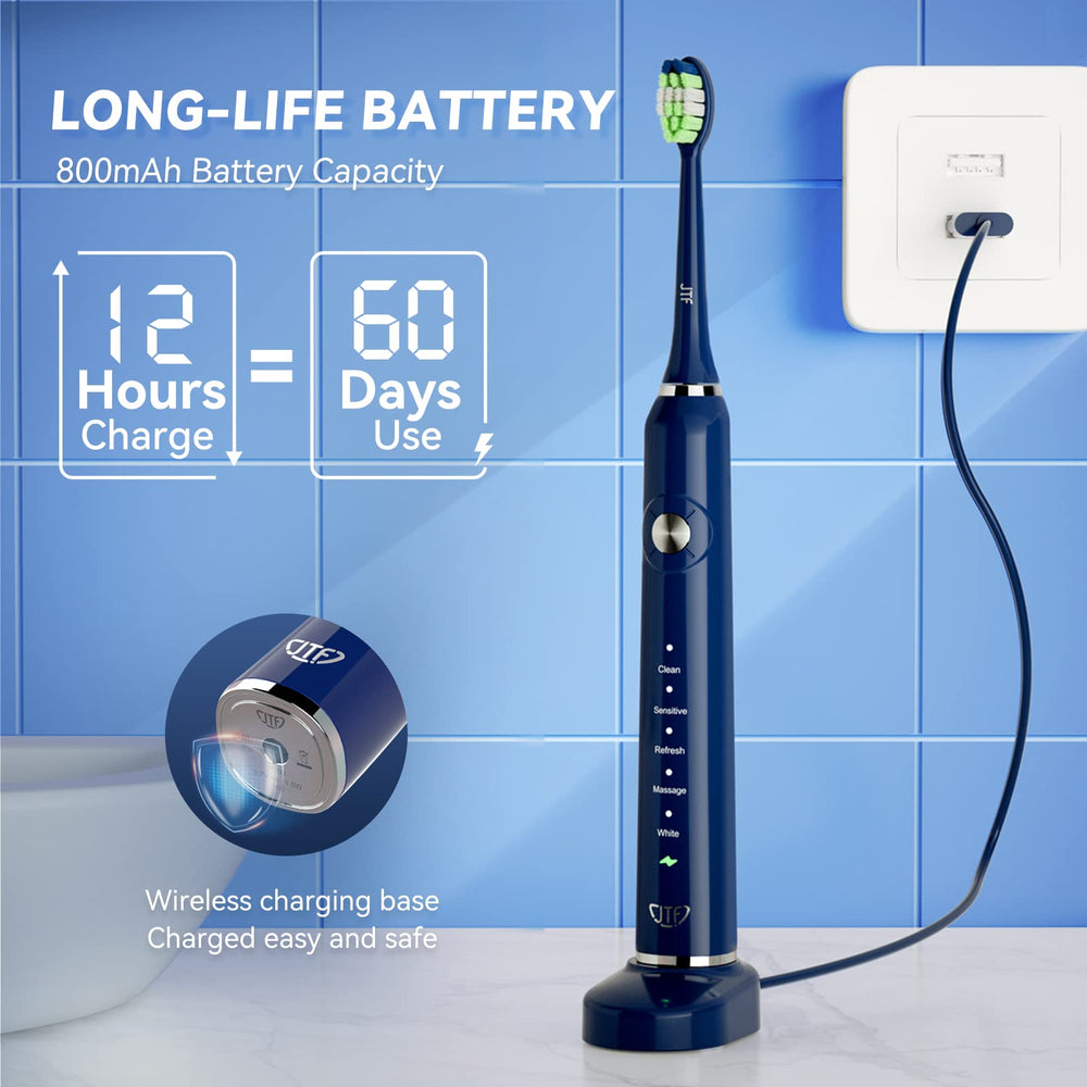 Close-up of 5-mode button on JTF toothbrush