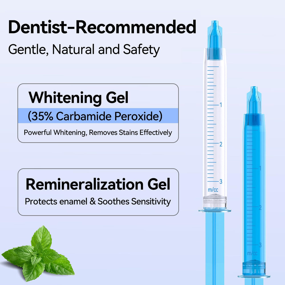 Assorted whitening gel syringes included in the kit