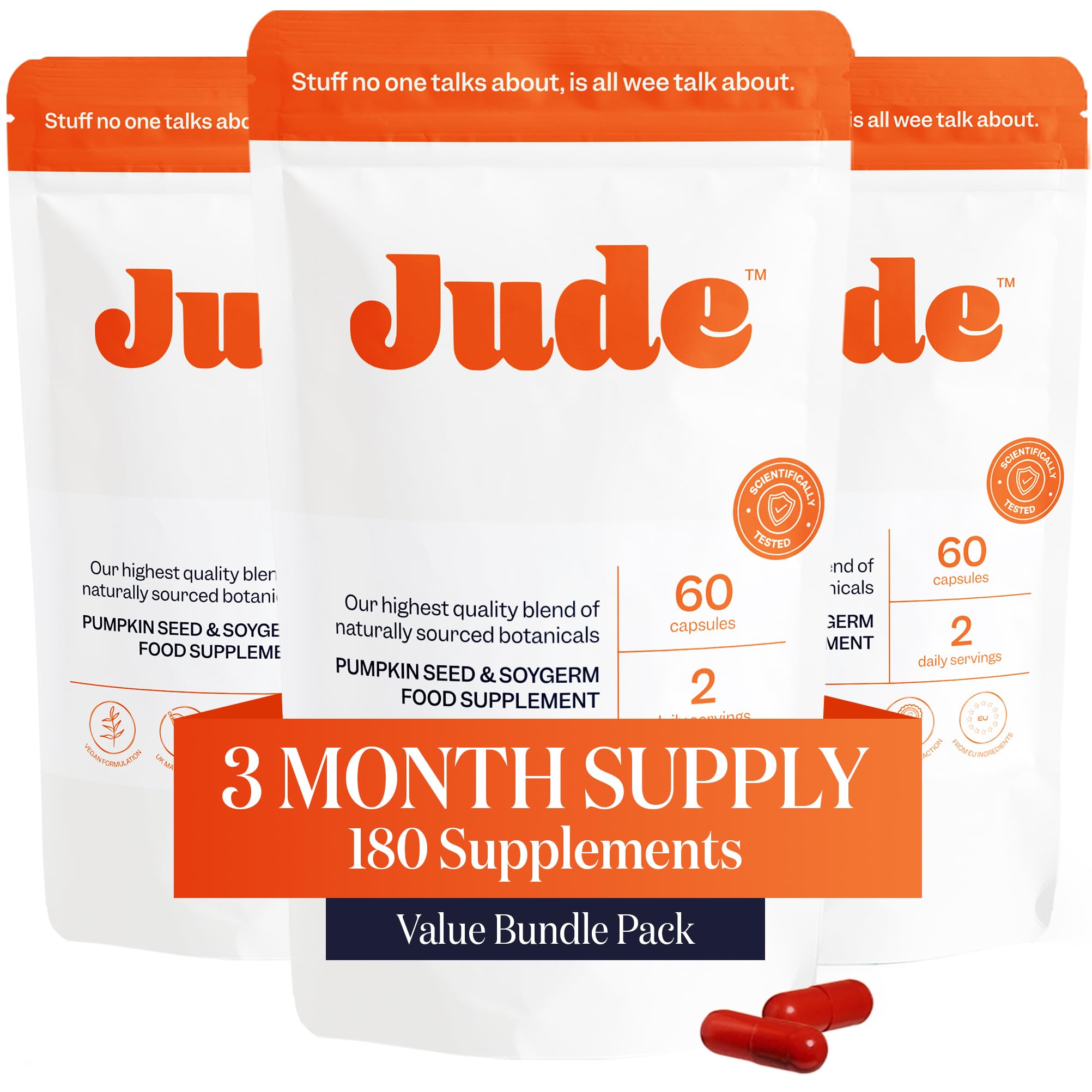 Bottle of Jude Bladder Control Tablets with 180 capsules