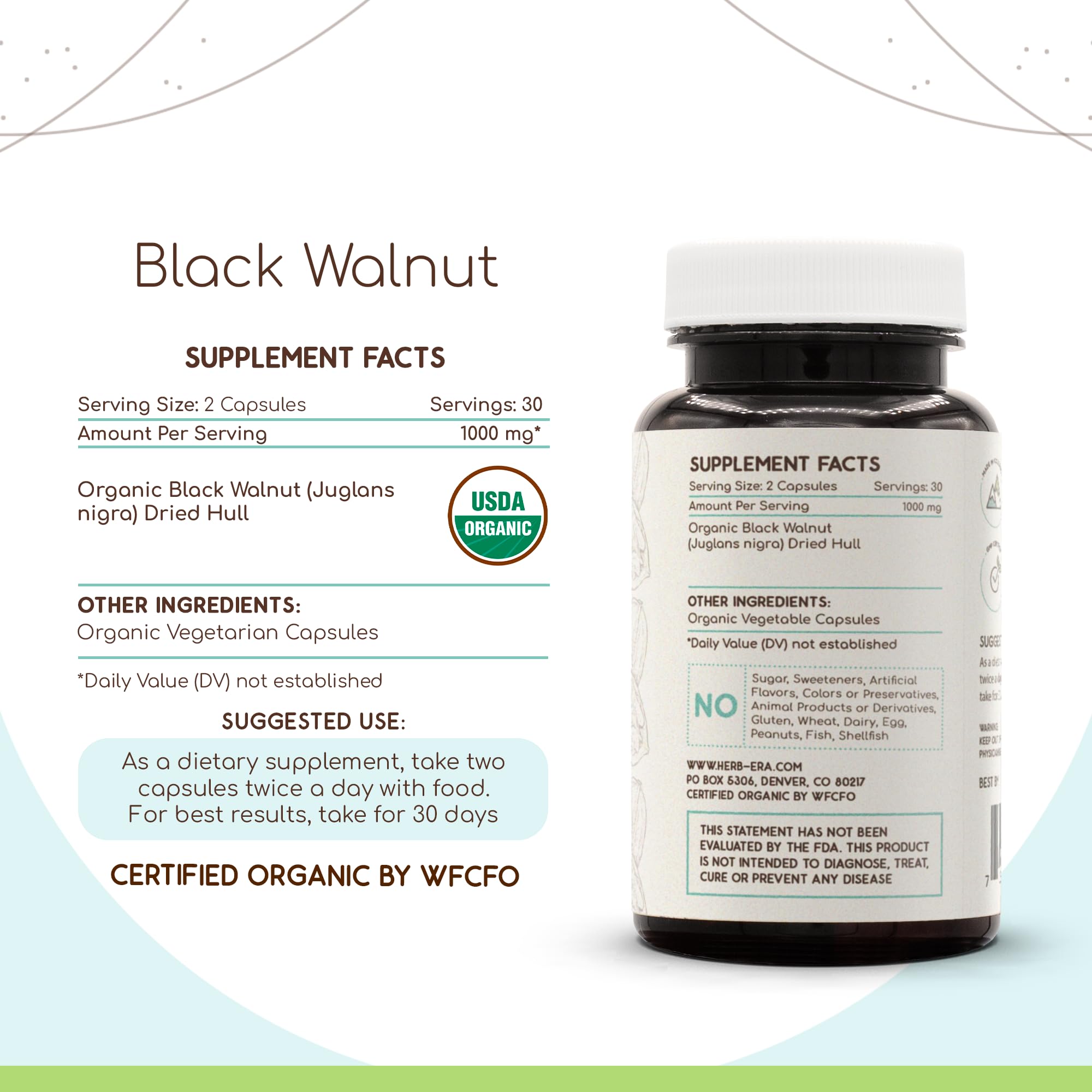Organic Black Walnut (Juglans nigra) dried hull