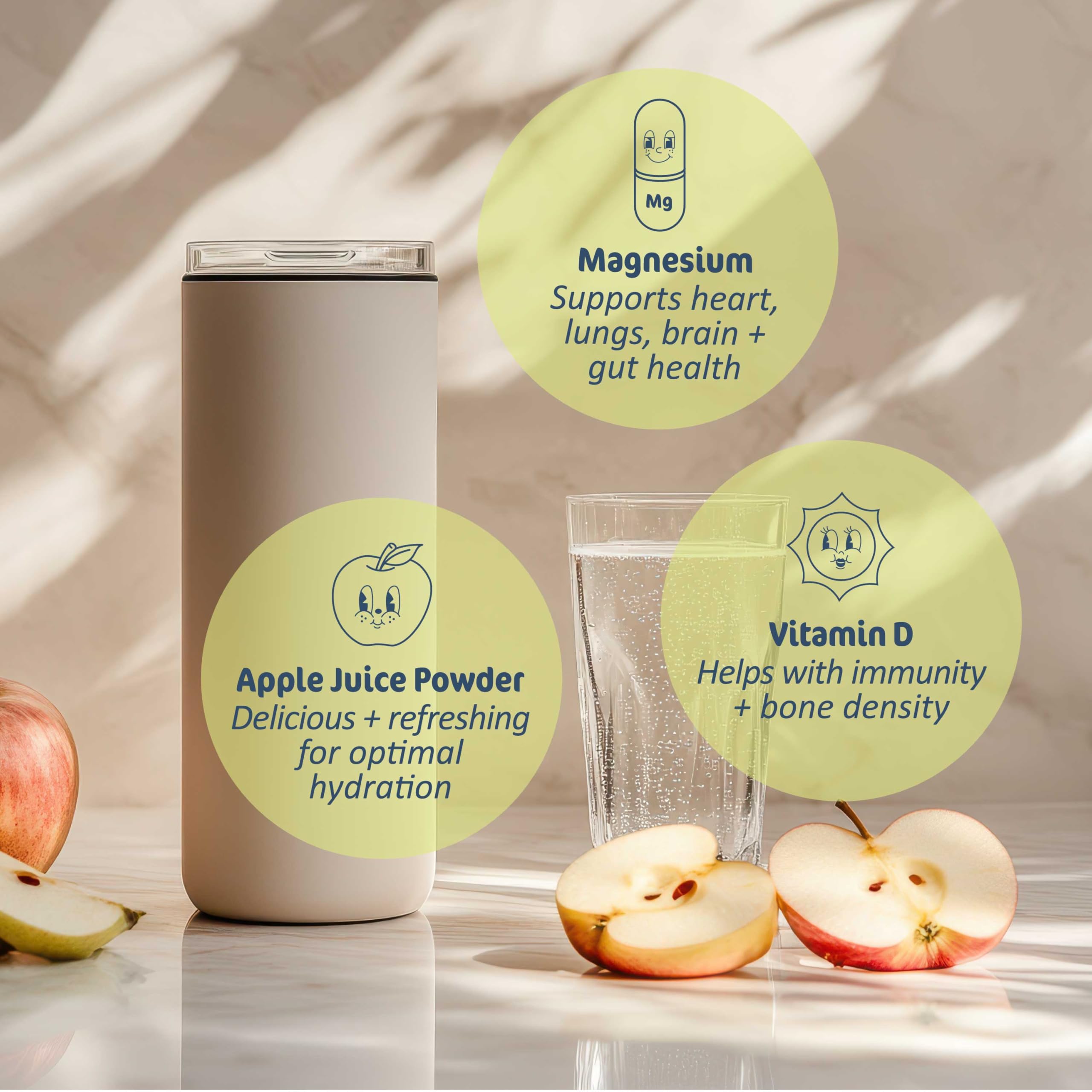 Juice Doctor hydration powder dissolving in water for a refreshing electrolytes drink