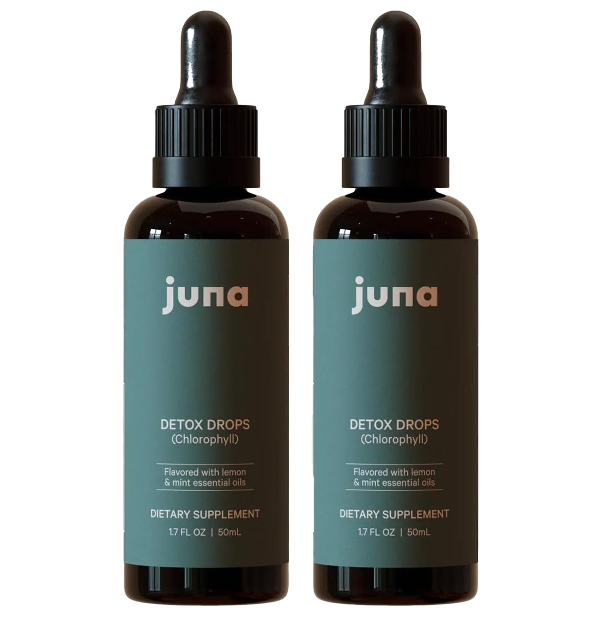 Two bottles of Juna Chlorophyll Liquid Drops (2-Pack) on a white background