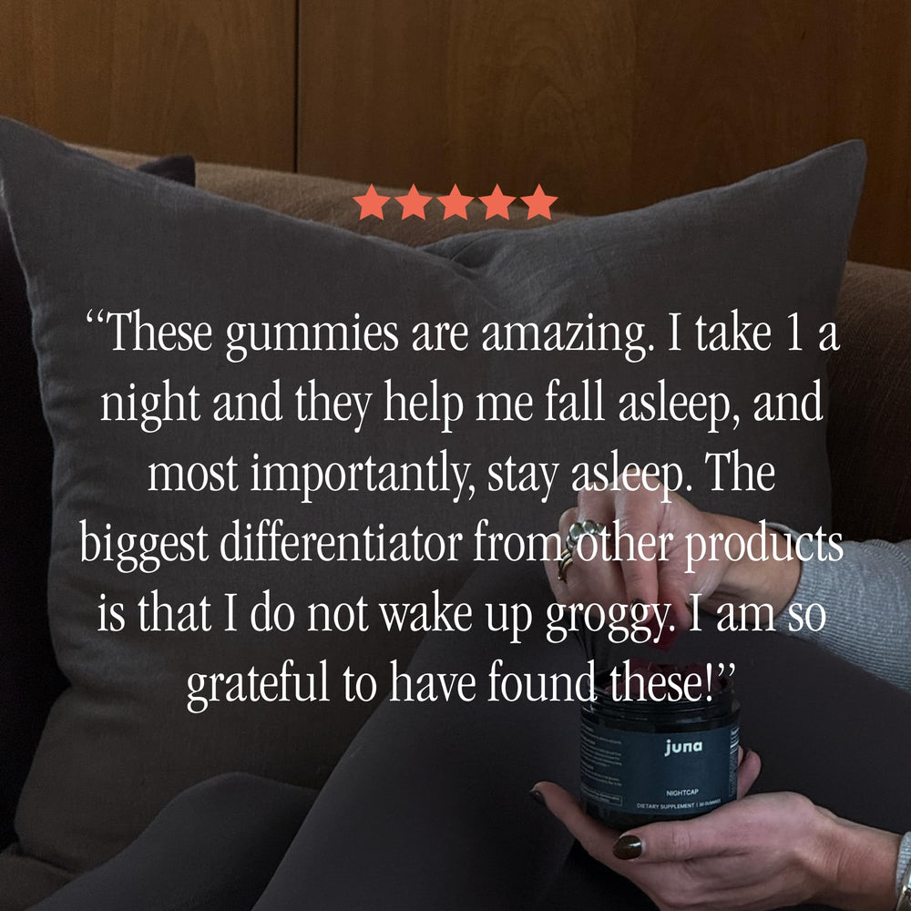 Sugar-free formula label on Juna Nightcap Sleep Gummies