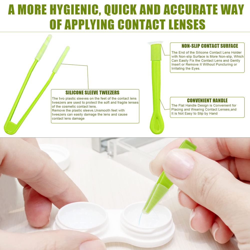 Green color contact lens remover tool with case