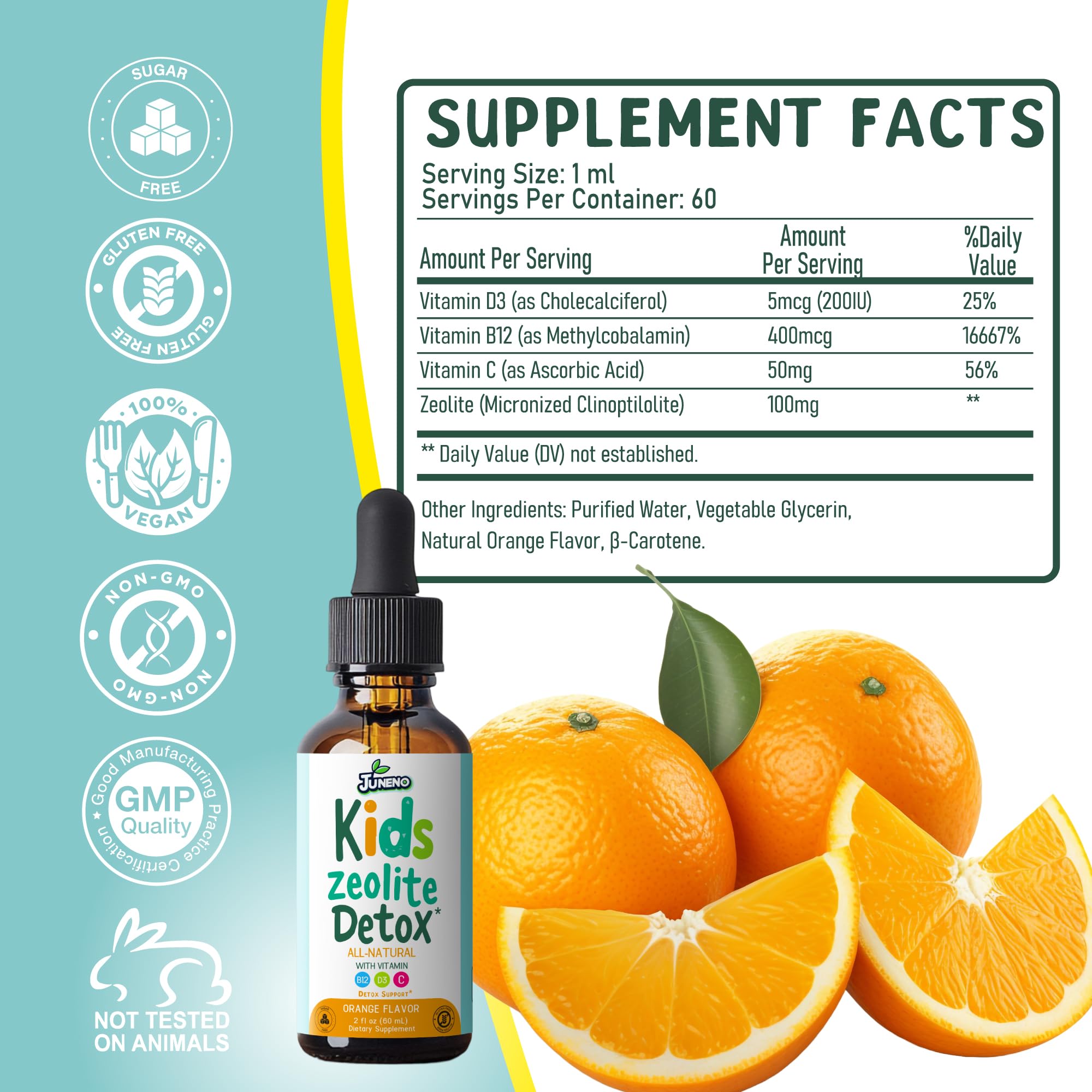 Serving suggestion: drops added to juice for kids