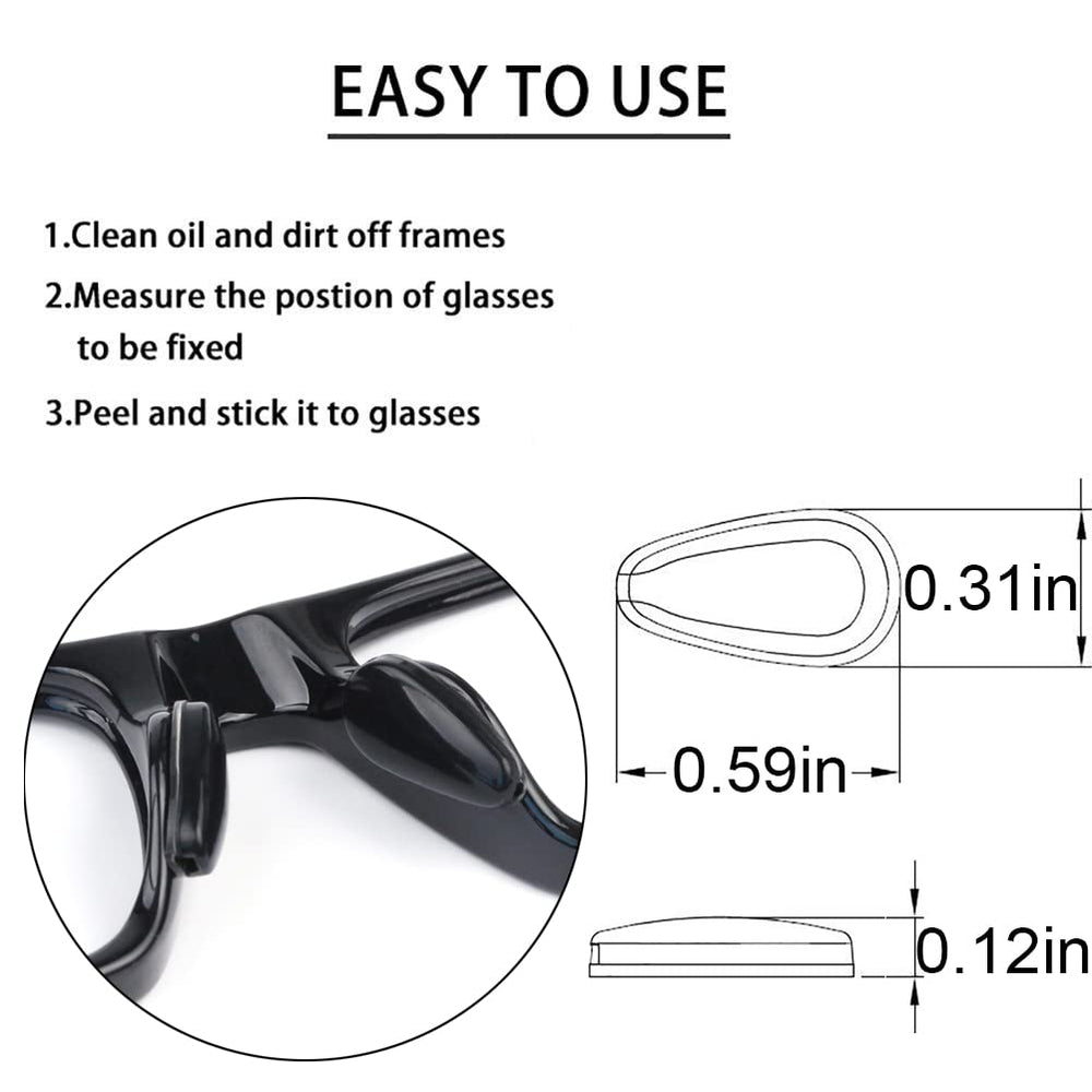 Soft silicone eyeglass nose pads for anti-slip wear